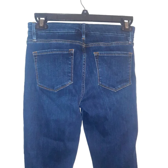 FRAME Le Crop Mini Boot Blue Frayed Hem Flared Jeans - Picture 4 of 13